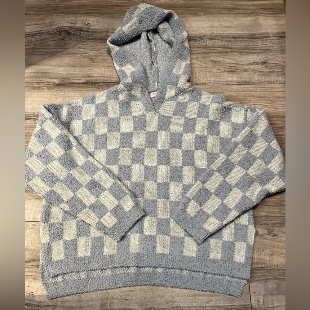 Pink Lily purple checkered hoodie